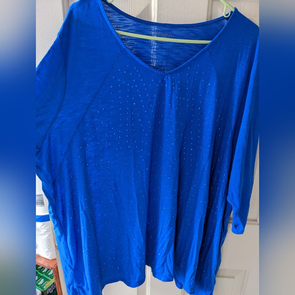Catherine's blue shirt sleeve dressy shirt